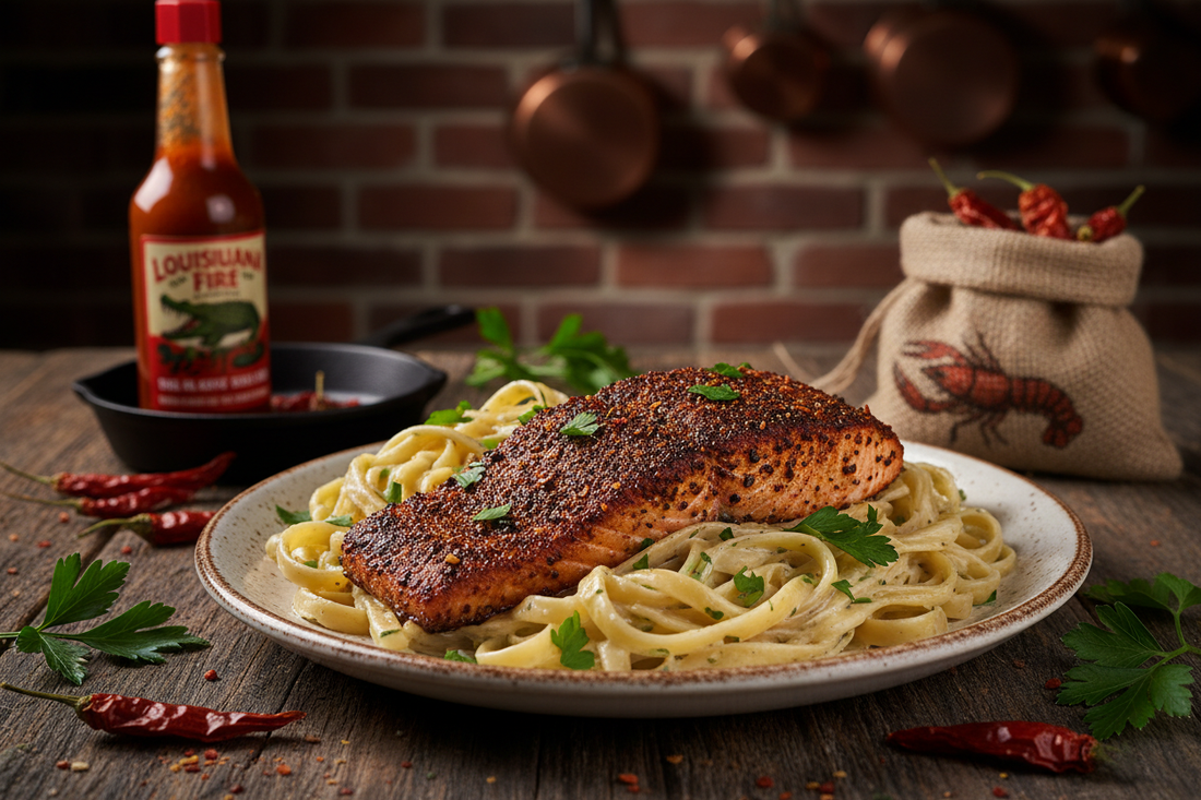 Cajun Blackened Salmon with Creamy Pasta
