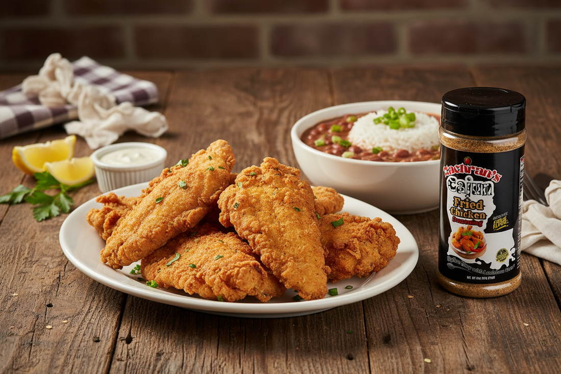 New Orleans Cajun Fried Catfish with Red Beans and Rice