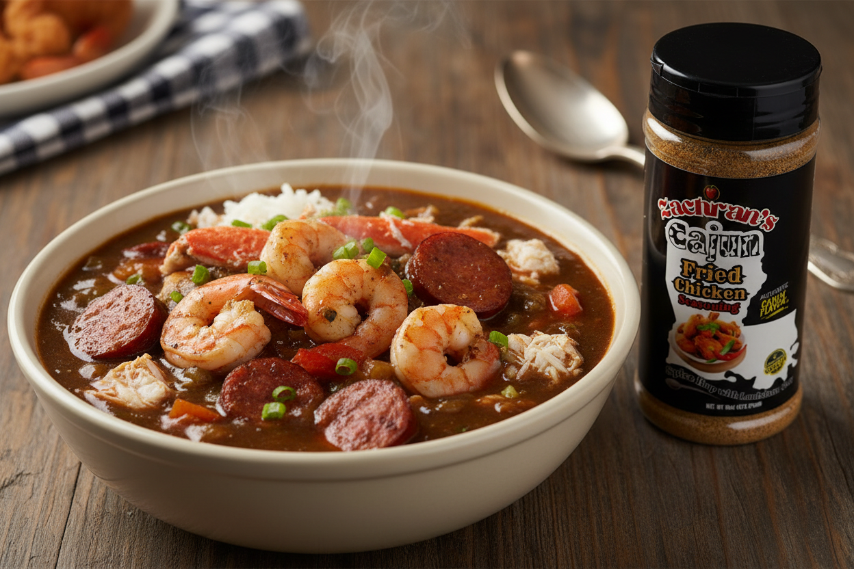 Cajun Seafood Gumbo with Zachran's Fried Chicken Seasoning