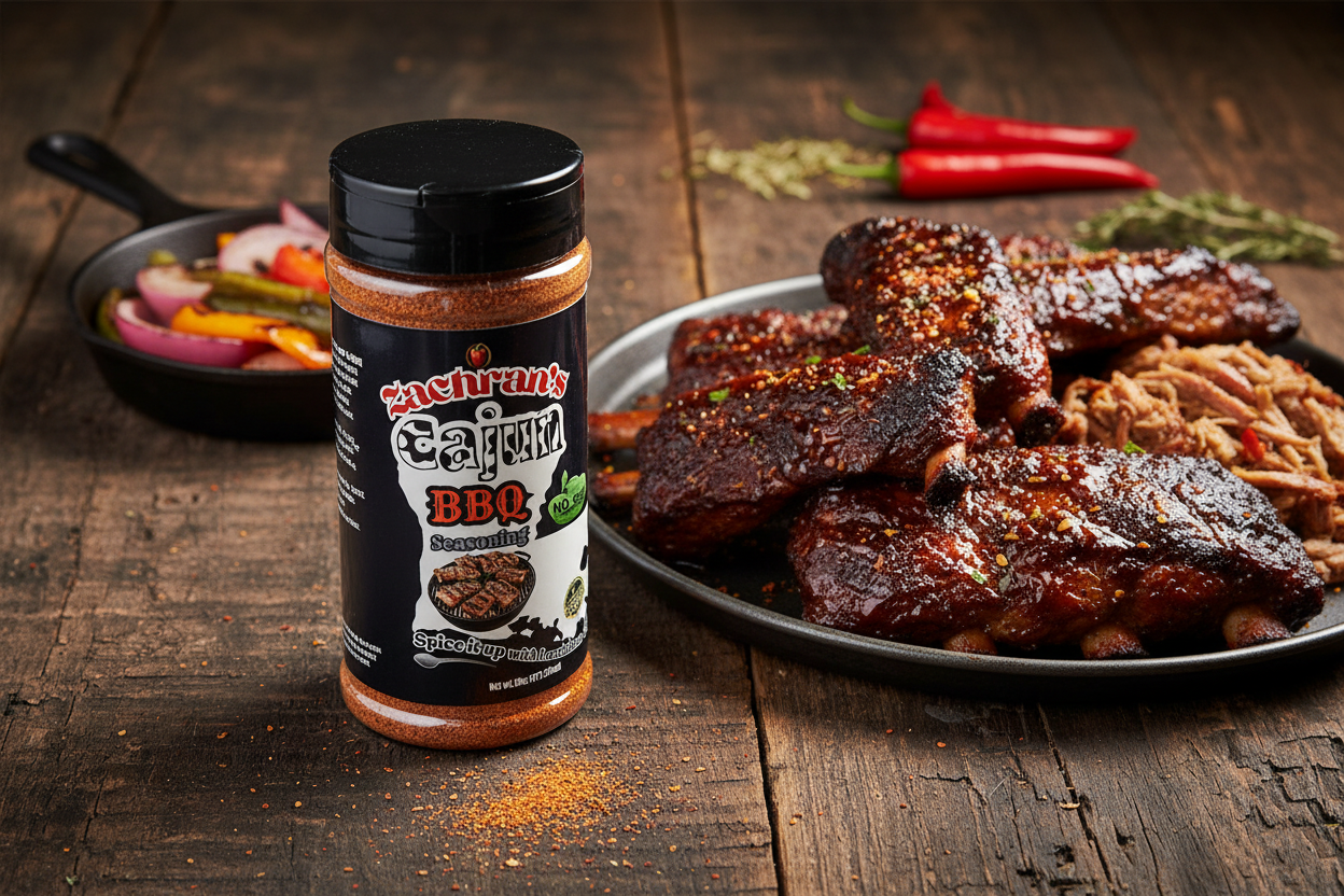 Zachran's Cajun Barbecue Seasoning on wood table